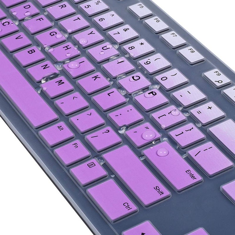 imComor Keyboard Cover for KB216 Wired & Dell KM636 Wireless Keyboard/Dell Optiplex 5250 3050 3240 5460 7450 7050/ Dell Inspiron AIO 3475/3670/3477 All-in one Desktop Keyboard Skin, Ombre Pinkish Purple - Image 4